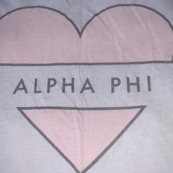 Brand New Never Worn White Pink and Silver Alpha Phi Hear Tank Top Size Small - Picture 2 of 6